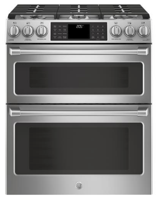 GE Café Series 30" Slide-In Front Control Dual-Fuel Double Oven with Convection Range