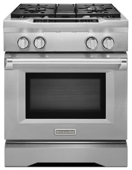 KitchenAid 30-Inch 4-Burner Dual Fuel Freestanding Range, Commercial-Style