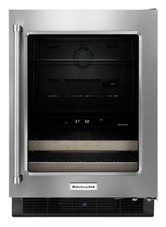 KitchenAid 24” Beverage Center with Glass Door and Wood-Front Racks KitchenAid KUBR204ESB