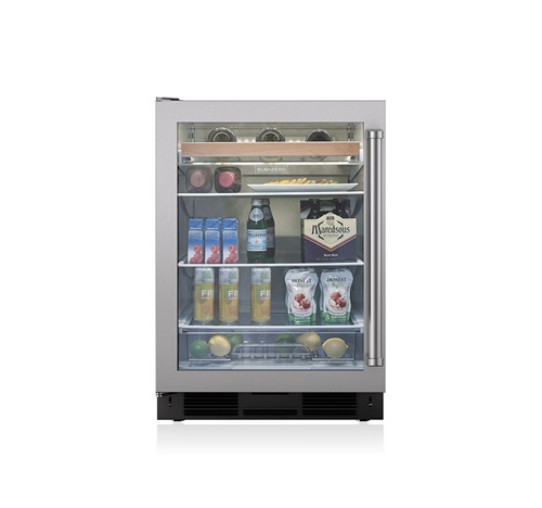 Sub-Zero 24" Under the Counter Beverage Center- Stainless Steel W/Tubular Handle and Glass Door 24BG